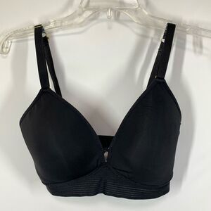 Lively Women's Wireless Padded Mesh Trim Spacer Bralette Black Size 34DD